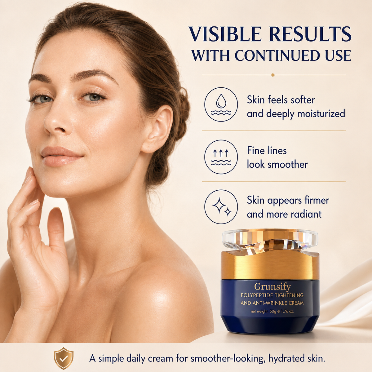 Softer smoother and more radiant-looking skin with continued use