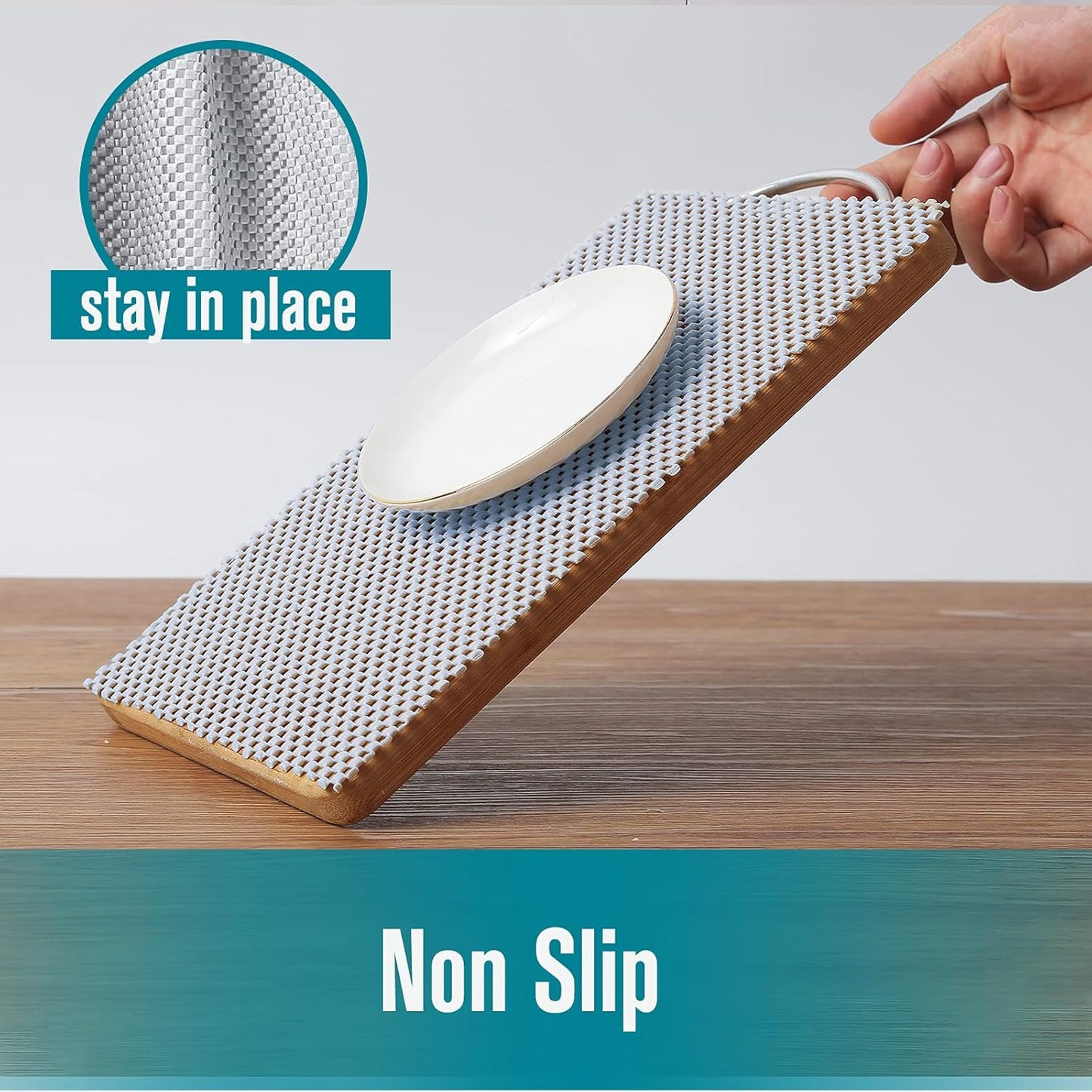 Non Slip and Grip Durable Clean Pad Full Size 17.7 Inches x 20 Feet for Drawers, Shelves, Cabinets, Storage, Kitchen, Desks, Kitchenware, Tableware