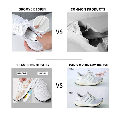 Professional Cleaning Shoe Brush, Multifunctional Long Handle Shoe Brush Cleaner, Hangable Soft Bristle Shoes Cleaning Scrubber (White)