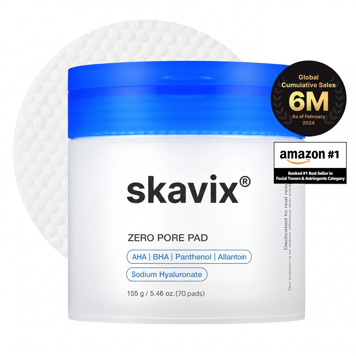 💧 Skavix Zero Pore Pad | AHA + BHA Pore & Blackhead Care Pads, 70 Pads