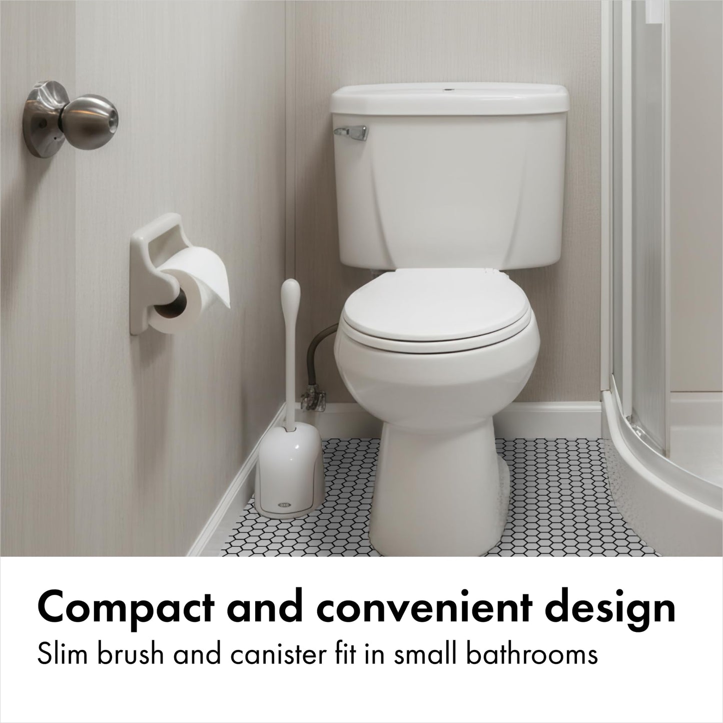 Hideaway Compact Toilet Brush | Firm bristles for effective cleaning, comfortable non-slip handle, compact storage