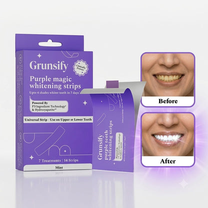 🔥BUY 1 GET 1 FREE! 💜 Purple Magic Teeth Whitening Strips ✨ Instant Smile!