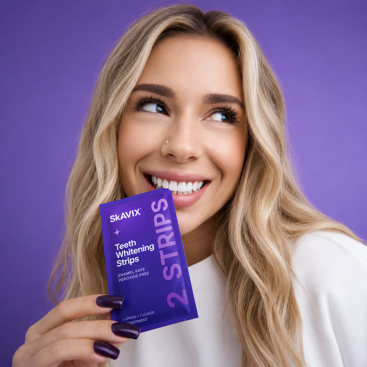 💜 Purple Teeth Whitening Strips | Peroxide-Free, Non-Sensitive Whitening for a Brighter Smile | 7/21 Sessions