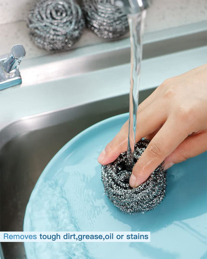 12 Pack Stainless Steel Scourers – Steel Wool Scrubber Pad Used for Dishes, Pots, Pans, and Ovens. Easy scouring for Tough Kitchen Cleaning.