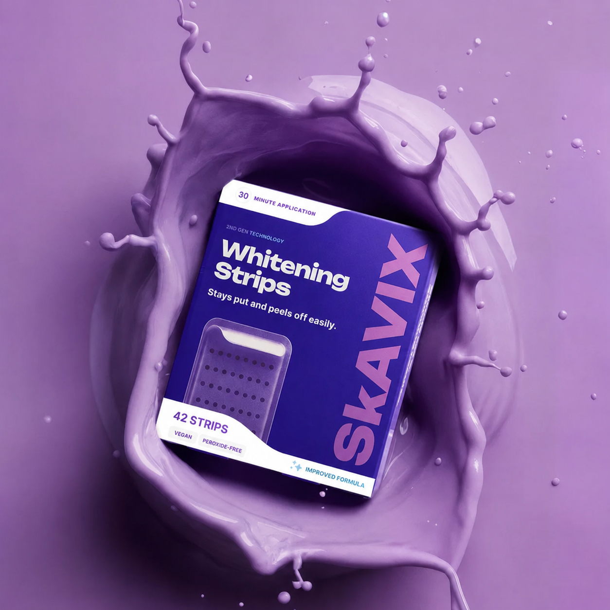 💜 Purple Teeth Whitening Strips | Peroxide-Free, Non-Sensitive Whitening for a Brighter Smile | 7/21 Sessions