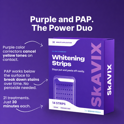 💜 Purple Teeth Whitening Strips | Peroxide-Free, Non-Sensitive Whitening for a Brighter Smile | 7/21 Sessions