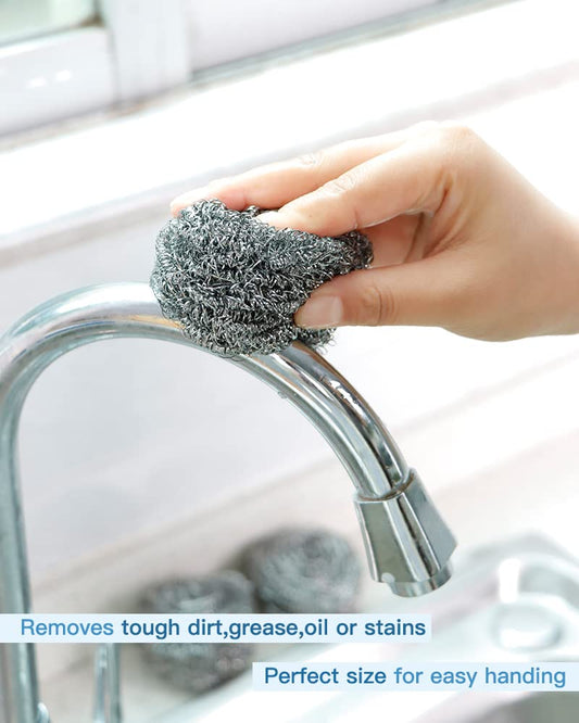12 Pack Stainless Steel Scourers – Steel Wool Scrubber Pad Used for Dishes, Pots, Pans, and Ovens. Easy scouring for Tough Kitchen Cleaning.